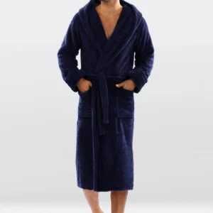 Granatowy Szlafrok Nocny z Kapturem, Komfort i Styl Dla Ciebie!