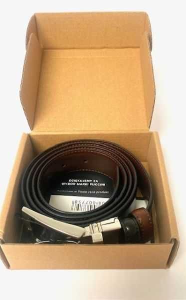 NOWY pasek skórzany z etykietą