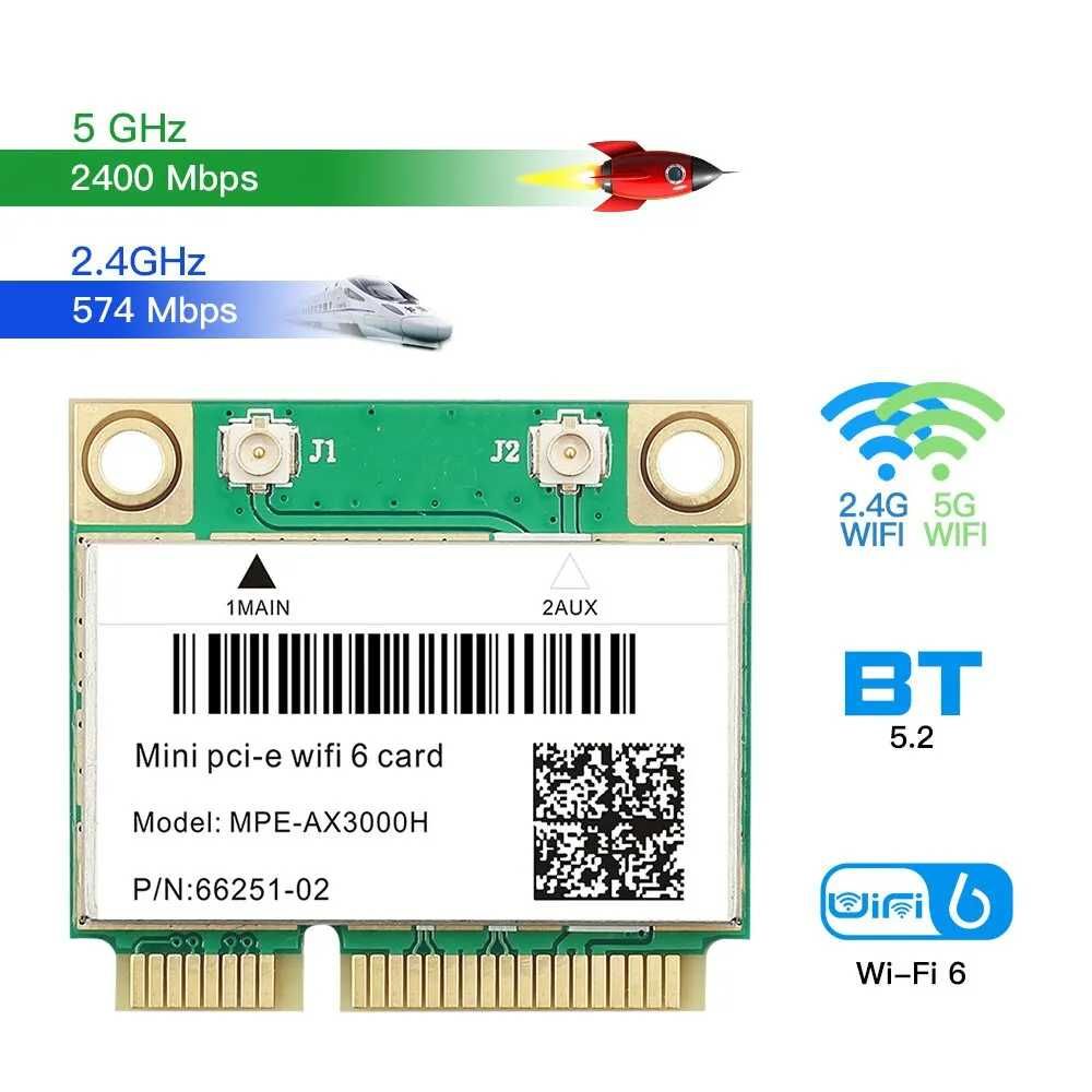 WiFi 6 Karta mini PCI-E do laptopa WiFi 802.11AX Dual Band 2.4G/5Ghz