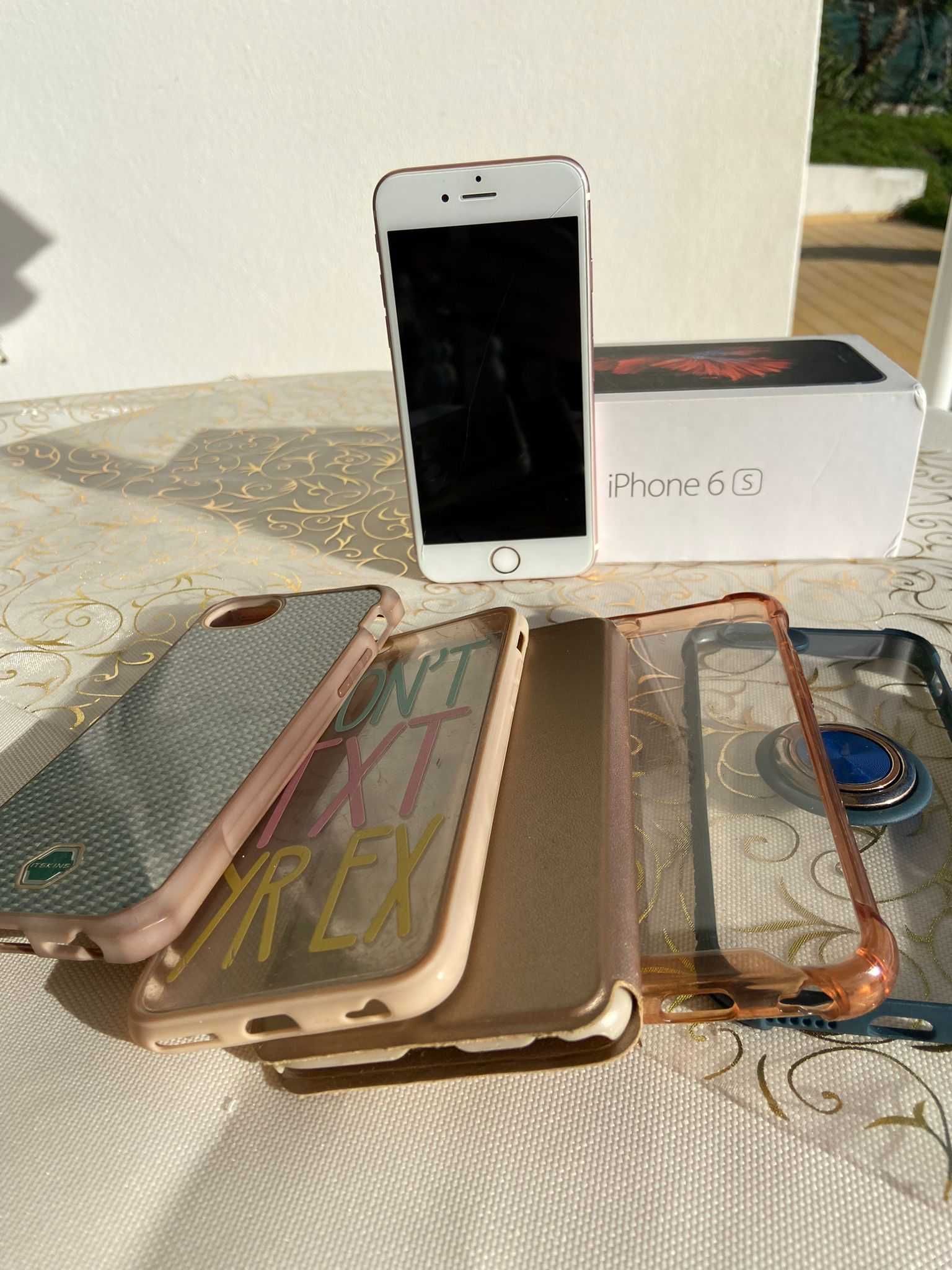 iphone 6s 64gB rosa com 5 capas de oferta e caixa