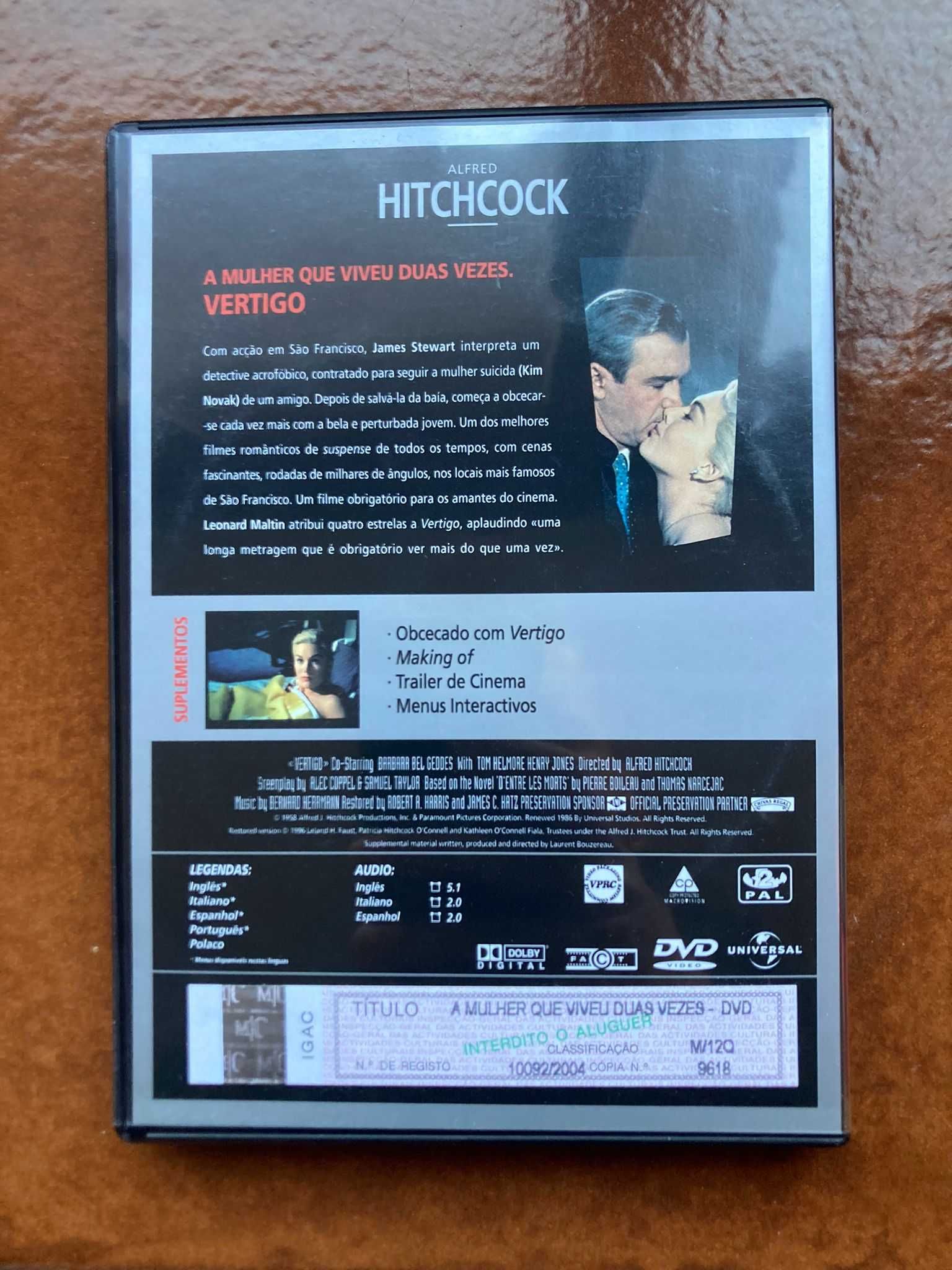 DVD Hitchcock "A Mulher Que Viveu Duas Vezes / VERTIGO"