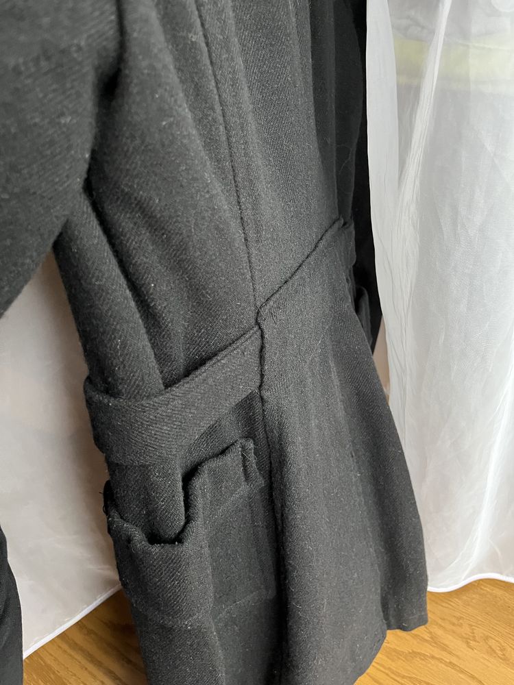 Płaszczyk wełniany czarny Vero Moda S 50% wełna 50% wiskoza