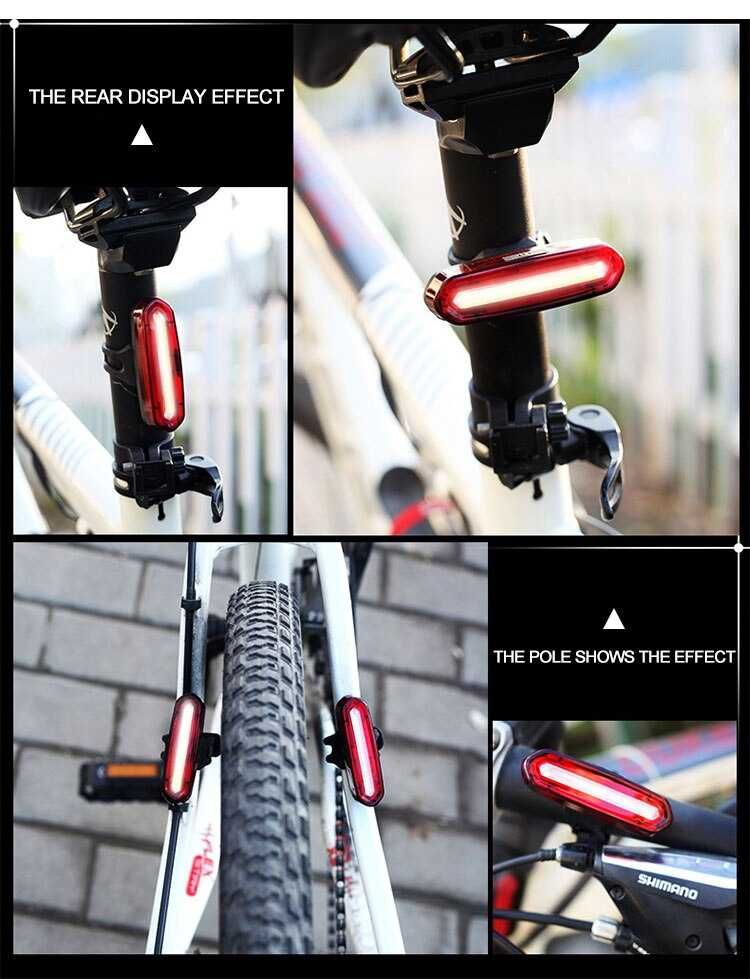 Oświetlenie rowerowe tylne OŚWIETLENIE USB MOCNE CZERWONE 120 LM
