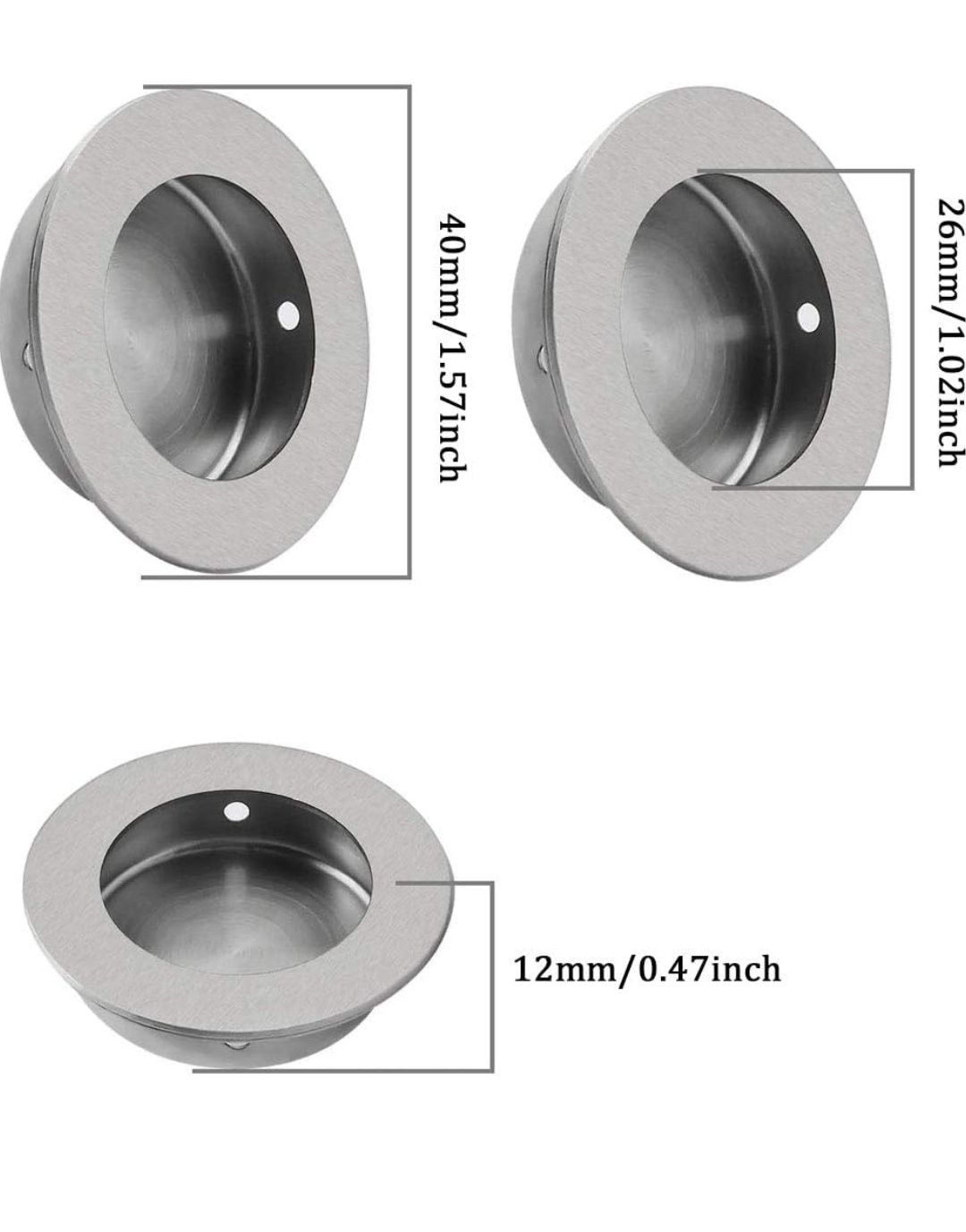 Uchwyt ze stali nierdzewnej, okrągły wpuszczony 40 mm