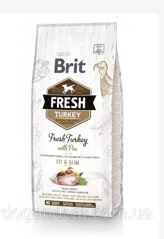 Brit Fresh Turkey with Pea Adult Fit Slim дорос собак всіх порід індич