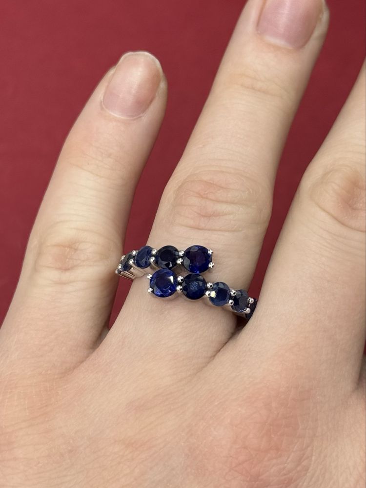 Каблучка з сапфірами 3.80ct золото 585 сапфир