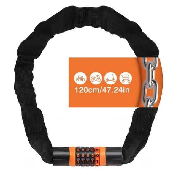 Zabezpieczenie Rowerowe 120 cm z 5-cyfrowym Kodem, zamek rowerowy