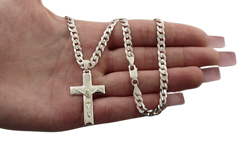 Łańcuszek Srebrny Pancerka 5,00 mm z Krzyżykiem pr 925 Grawer  Gratis