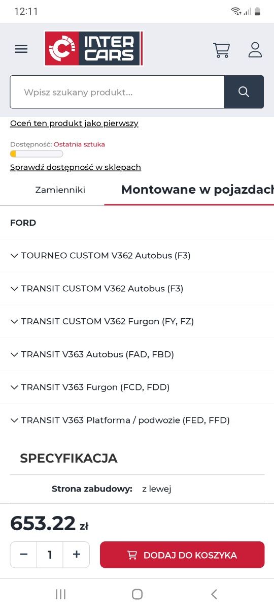 Lewe lusterko Ford Transit, Tourneo 2015 -2022