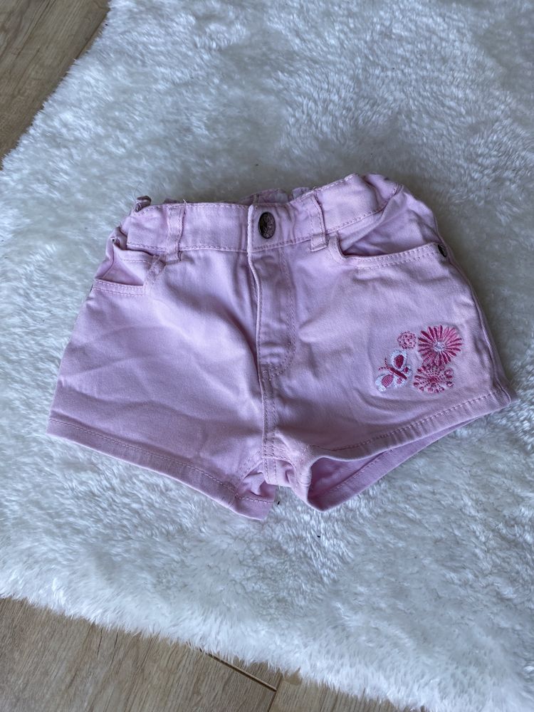 Spodenki krótkie na lato szorty H&M różowe 86 cm