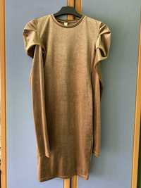 Piękna sukienka mini brąz złoto S 36