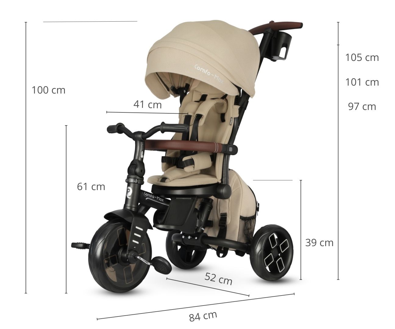 Rowerek Trójkołowy Comfo Max Beige Qplay