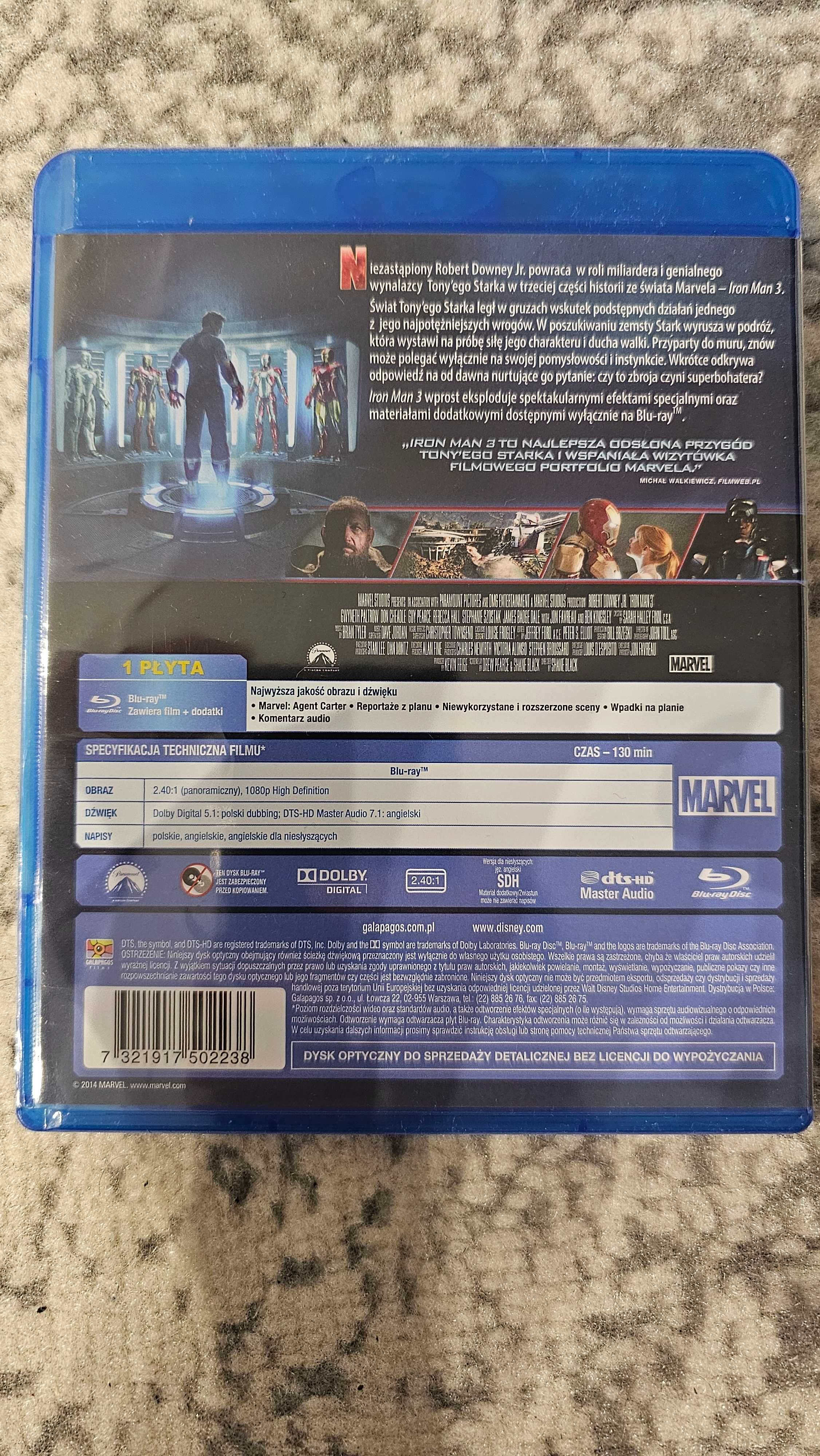 Iron Man 3 Blu-ray - nowy FOLIA