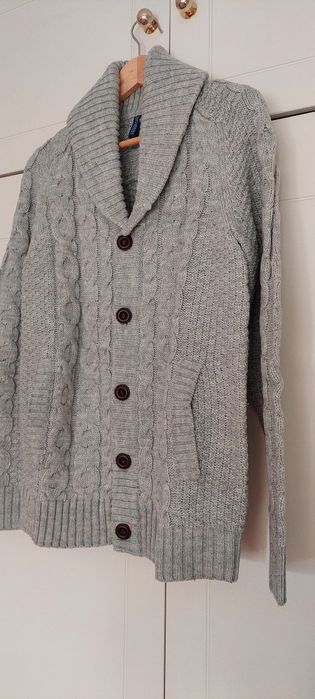 Casaco Homem Lã Cinza Botões