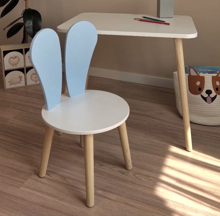 Дитячий стіл, стіл та стілець, стільчик зайка