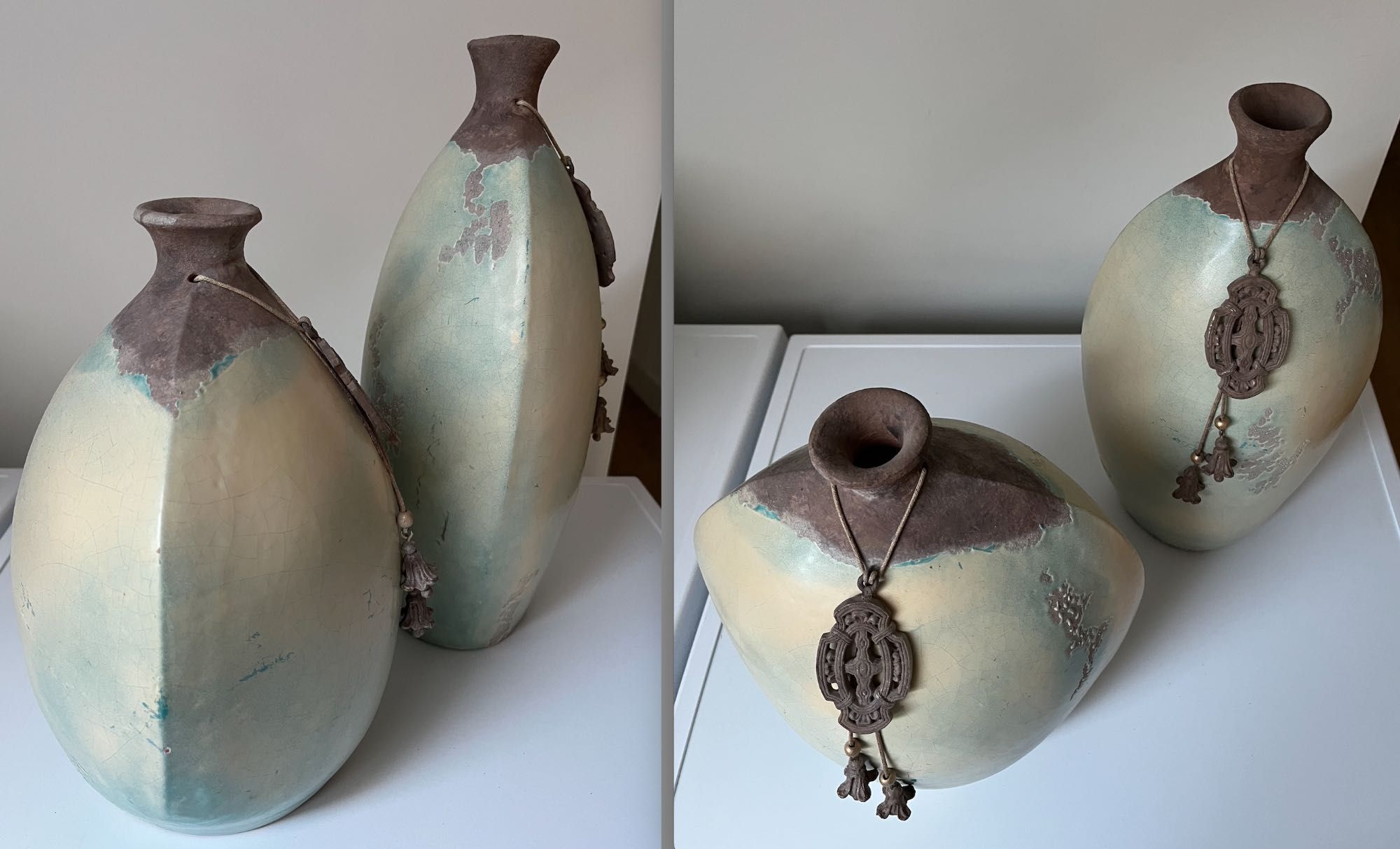Komplet 4x Wazon Dzban Indonezja Rustykalny Retro Ceramiczny ceramika