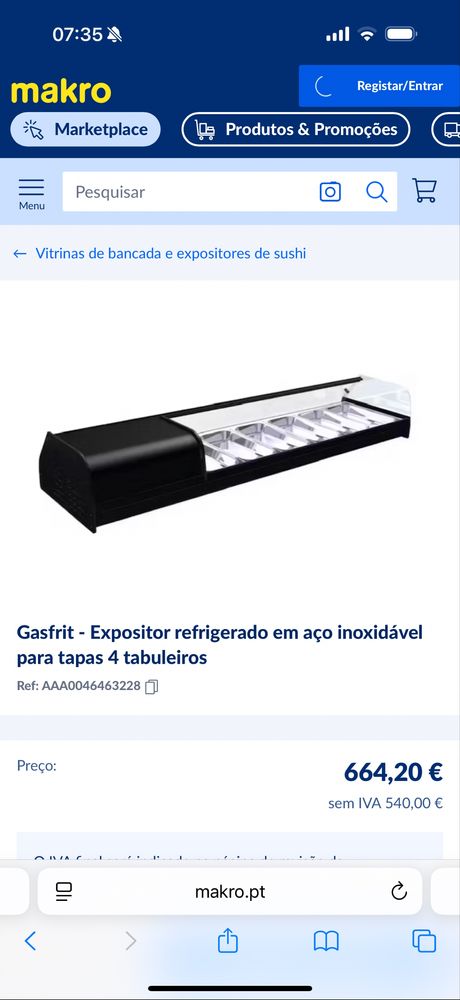 Expositor refrigerado - restaurante
