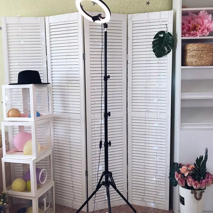 Кольцевая светодиодная LED лампа RING на штативе высота 2м, лампа 26см