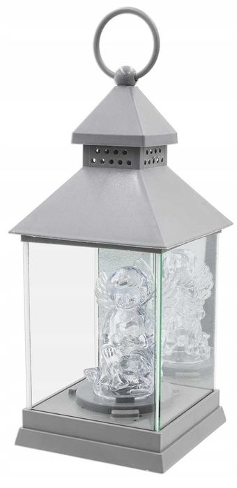 Znicz elektryczny Anioł latarenka aniołek ozdoba szary