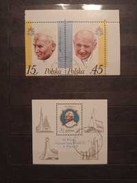 Znaczki pocztowe i blok III wizyta Papieża Jana Pawła II