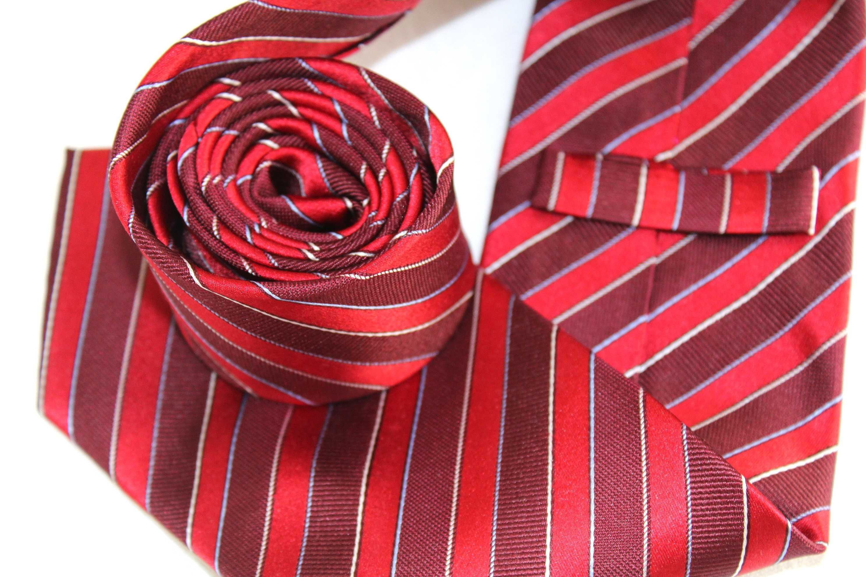 t2 Stylowy Jedwabny Elegancki Krawat Jedwab Czerwone Ukośne Pasy