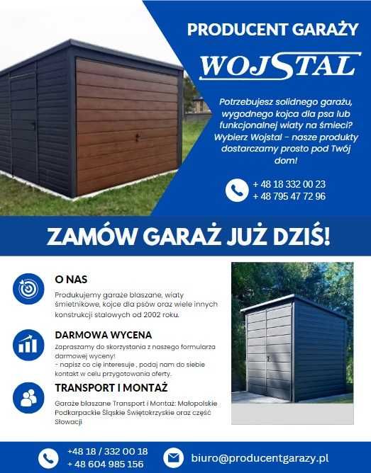 Garaże blaszane , Lekkie hale stalowe , wiaty śmietnikowe