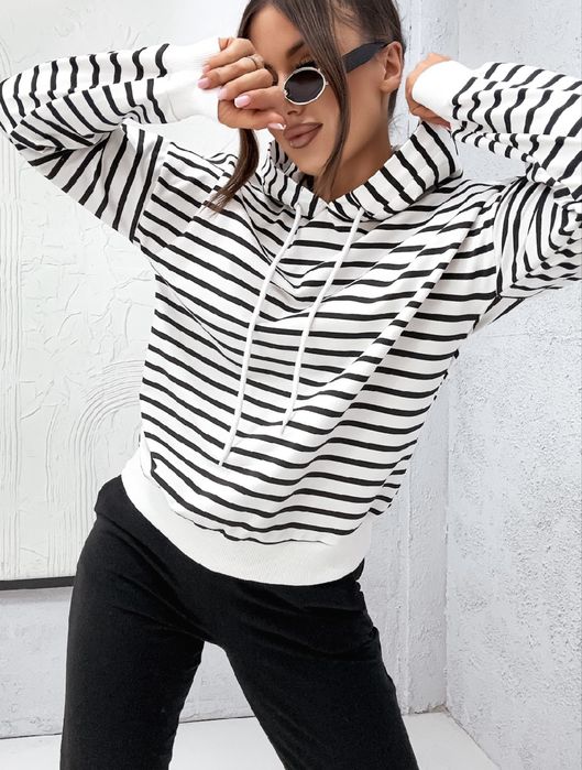 Dres damski bawełniany Premium paski czarny r. M