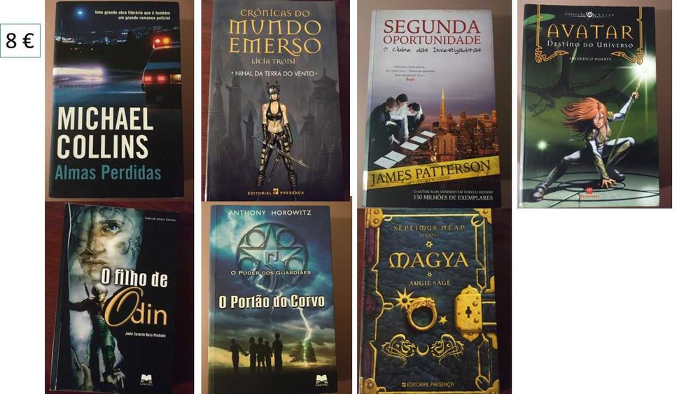 Livros de receitas, saúde, clássicos, policiais
