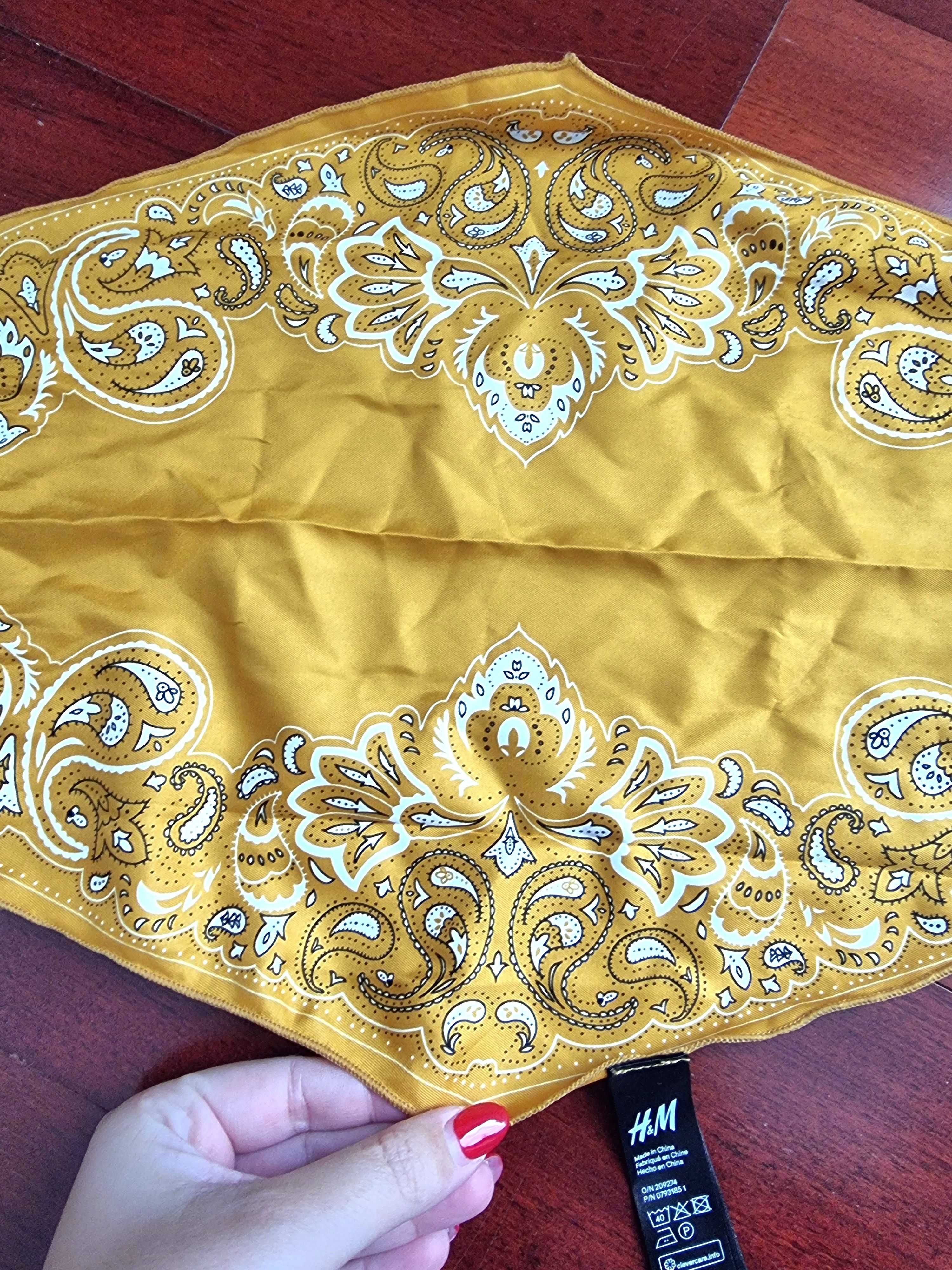 Lenço para o cabelo/ bandana amarela torrada com padrão H&M