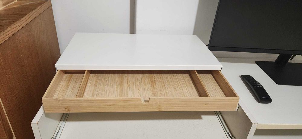 Suporte do monitor c/gaveta, branco ELLOVEN Ikea