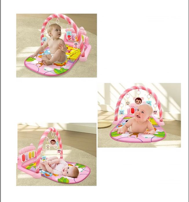 Дитячий розвивальний інтерактивний килимок музичний з дугою
