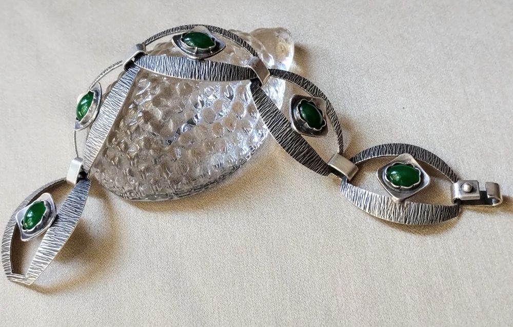 Unikatowa bransoletka srebrna, wzór Juwelia. Lata 70 te.