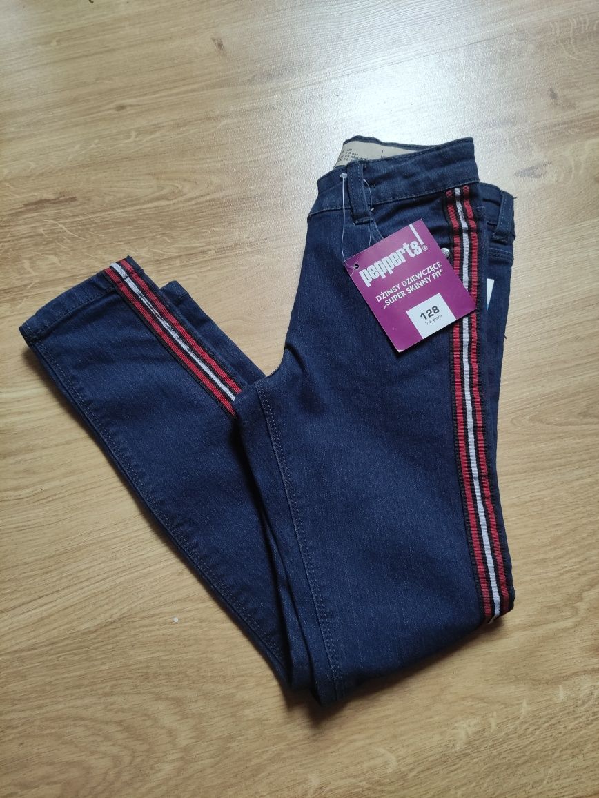 Nowe jeansy spodnie dziewczęce 128 pepperts