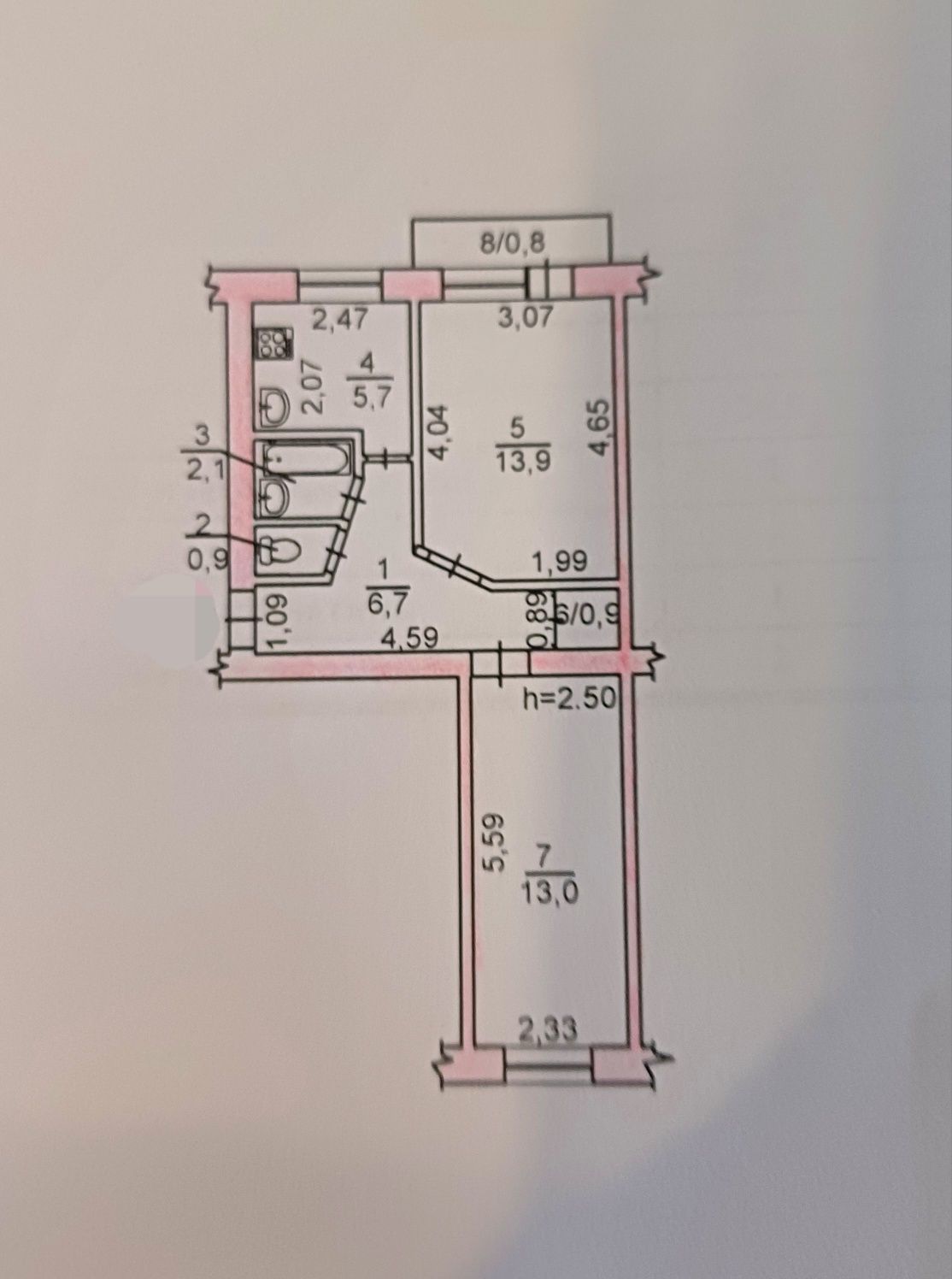 Продам 2 комнатную квартиру на 3/5 МИРА  Комнаты раздельные!!!