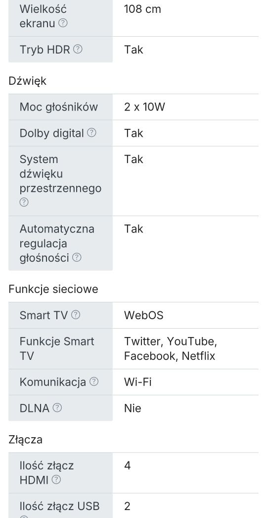 Telewizor LG 43cali 4K UHD SMART , WI-FI DVB-T2