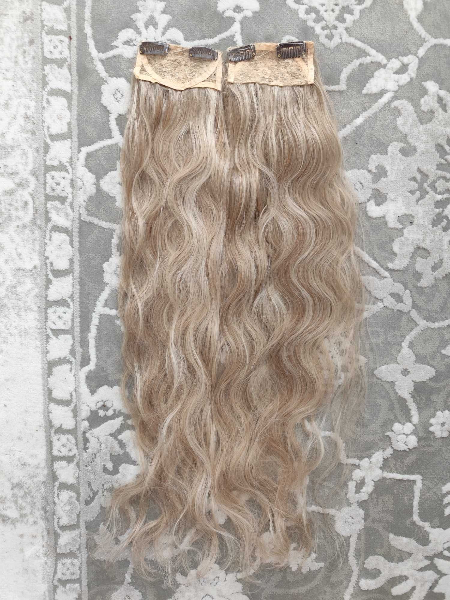 Włosy doczepiane falowane na spinki piano blond 70 cm 130 g