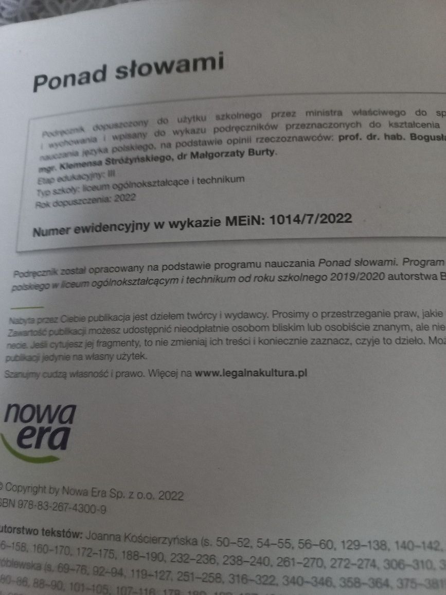 Ponad słowami 4 technikum i liceum