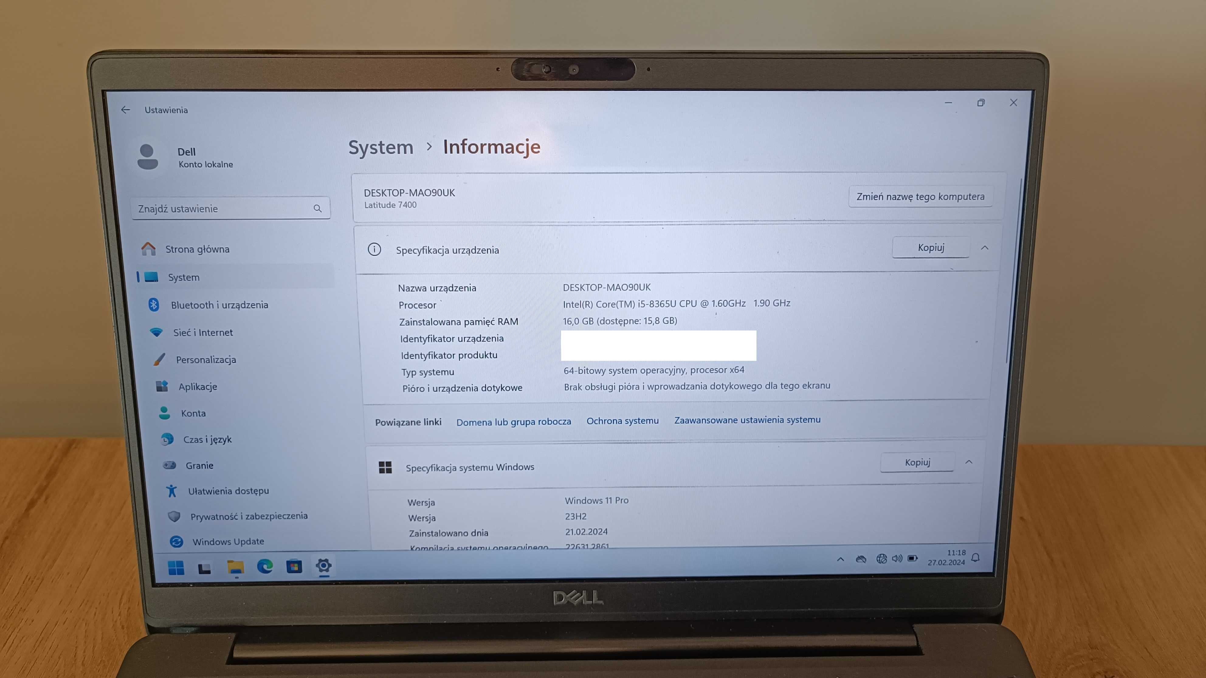 Dell Latitude 7400 | Intel Core i5-8365U | 16GB | 512SSD | Win11 PRO