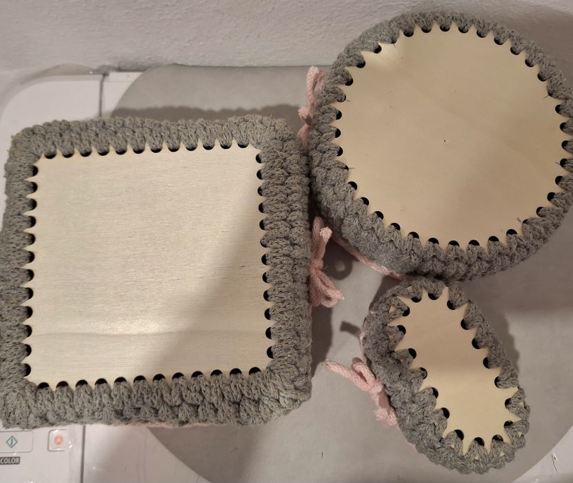 Koszyk na szydełku komplet kosz sznurek bawełniany handmade rękodzieło