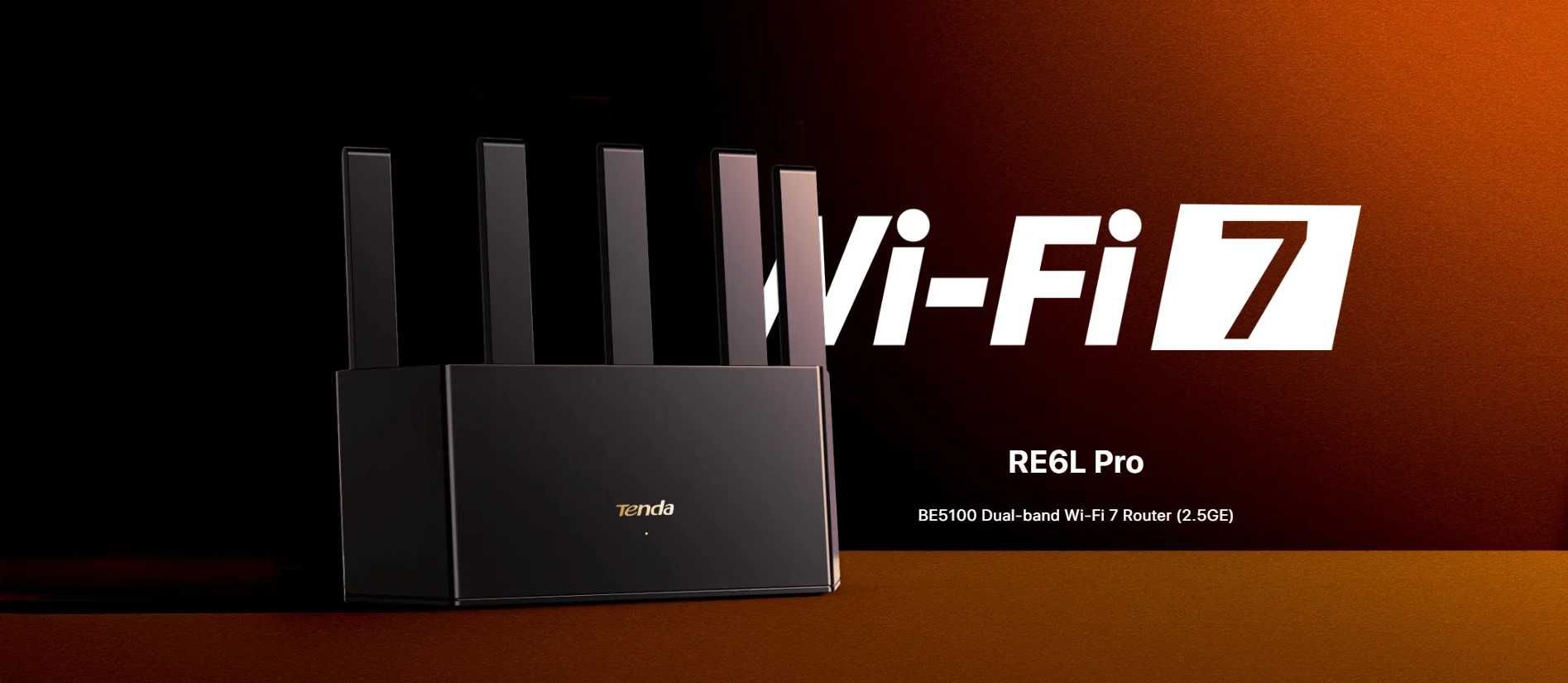 Tenda Router BE6L Dual-Core Wifi7 BE5100 WiFi роутер
