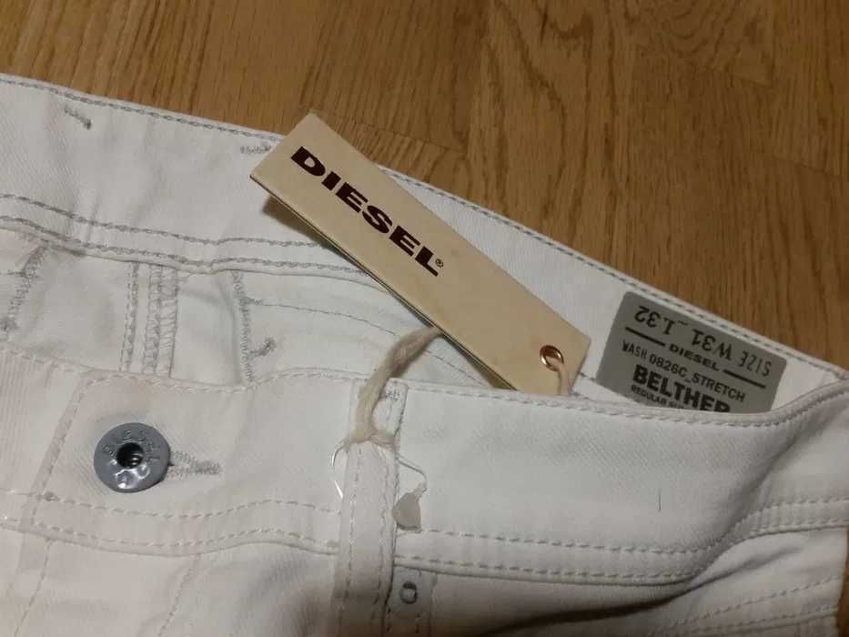 białe DIESEL BELTHER slim tapered pas88 W32 L34 SLIM W31 L32 rurki