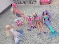 Zestaw lalek barbie Elza syrenka rower