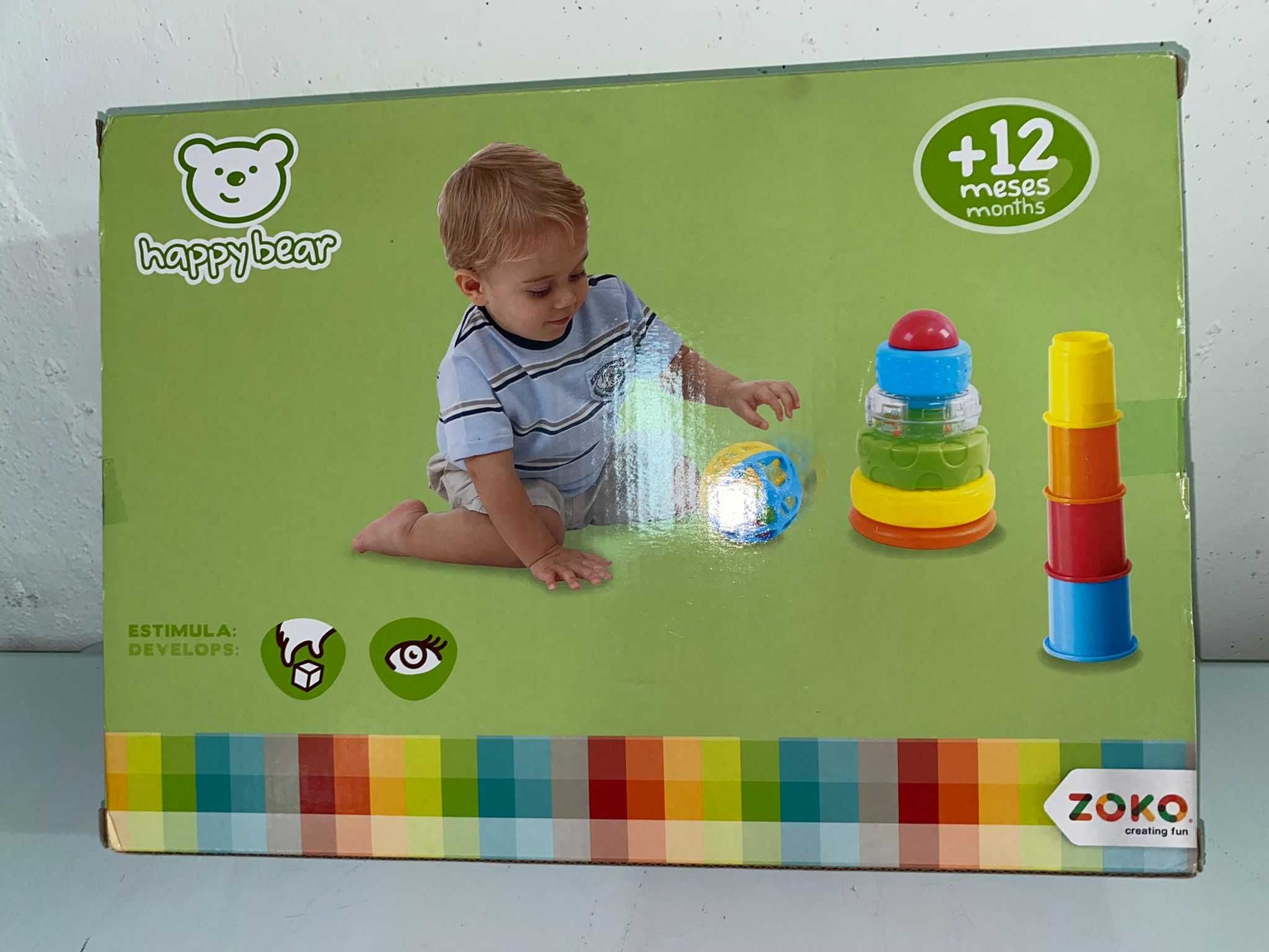 Pack 3 Atividades bebé: Bola, Pirâmide, Torre - Happy Bear