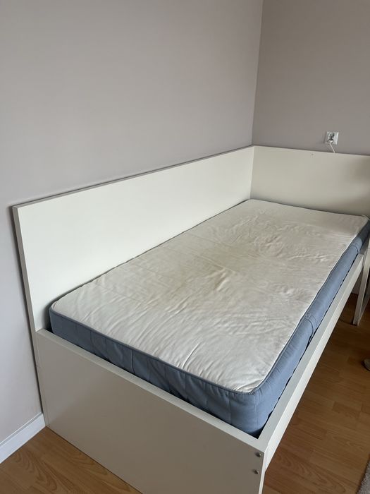 Łóżko jednoosobowe FLAXA białe IKEA oraz materac 90cmx200cm