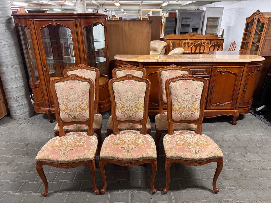 Jadalnia Ludwik zestaw mebli komoda marmur witryna rozkładany stół