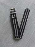 Pasek do zegarka 20 mm nato watch strap black grey silver buckle