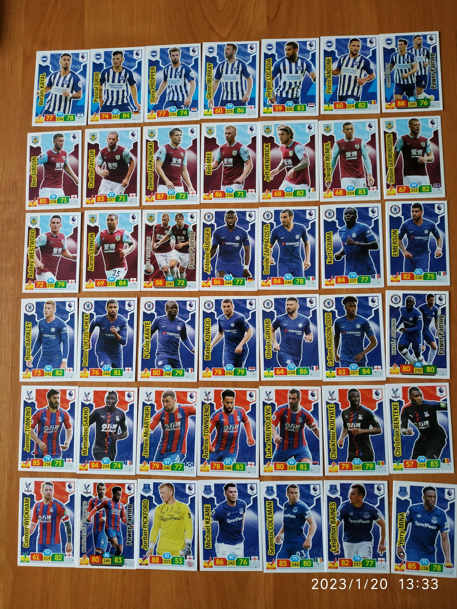 Panini Premier League Adrenalyn XL 2019/20 - Album + 281 kart -unikat