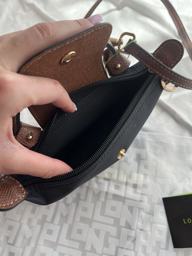 Czarna torebka do ręki na ramię Longchamp mini