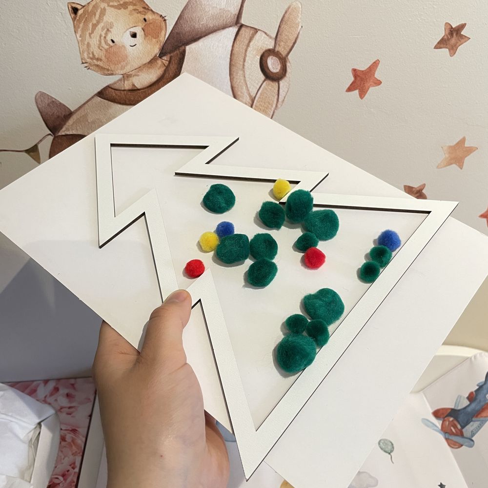 Choinka przesypywanka drewniana do zabaw montessori