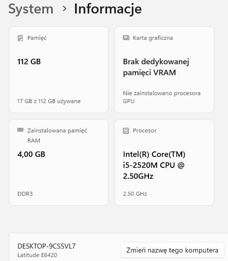 Laptop Dell Win11, i5, SSD, E6420
